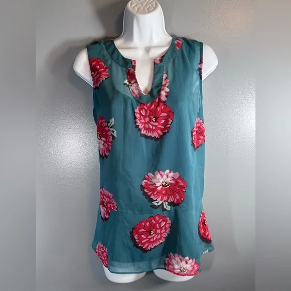 Cabi Style 3445 Blushing Floral Blouse Teal Sz M Peplum Lined
Tank Shirt Top - Picture 6 of 16